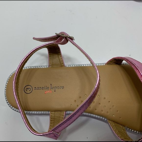Nanette Lepore Girls Rose Pink Open Toe Straps White Sole Sandals Size US 3 - Picture 6 of 7